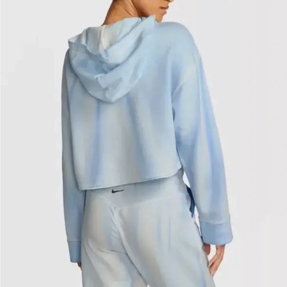 NIKE Yoga Soft Luxe Women's Medium Fleece Hoodie In Blue Stretch NEW